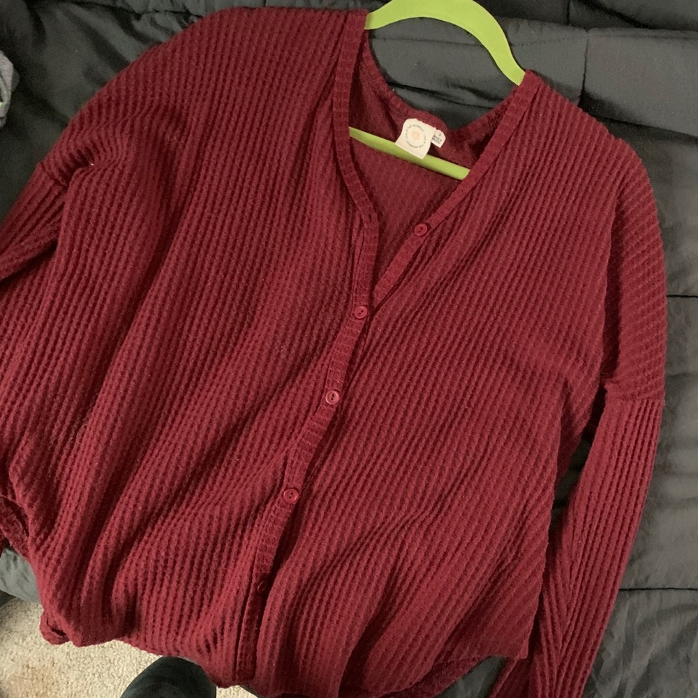Burgundy Button Up sweater